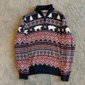 Aspen Christmas Holidays Winter All Over Print Quarter Zip Sweater Adult Large